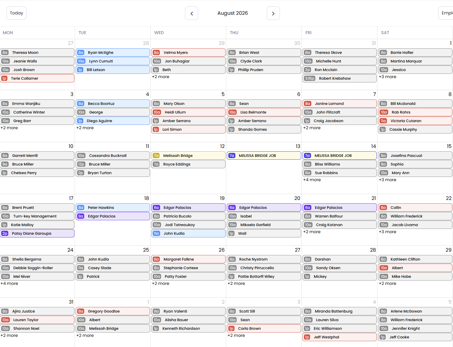 Junk removal booking calendar filled with jobs every day of the month